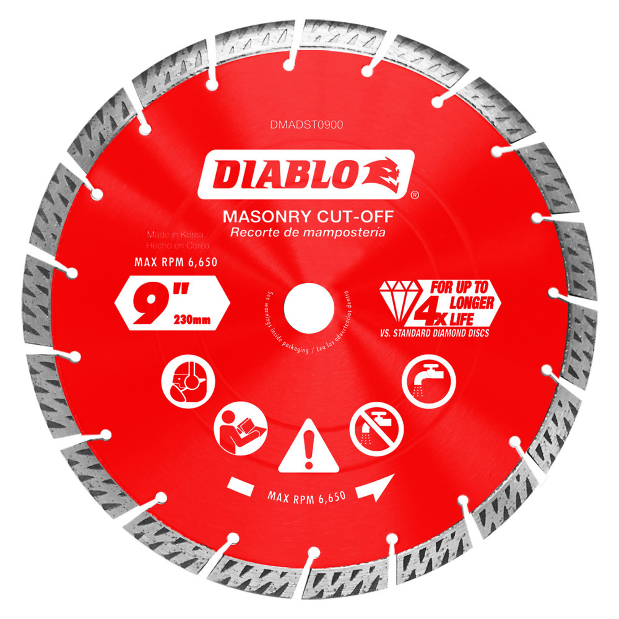 Diablo Tools, 9in. Diamond Segmented Turbo Masonry Cut-Off Blade, Blade Diameter 9 in, Model# DMADST0900